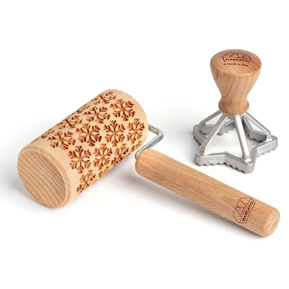 Sada na pečivo: vykrajovač hviezda + embosovaný valček, vločky