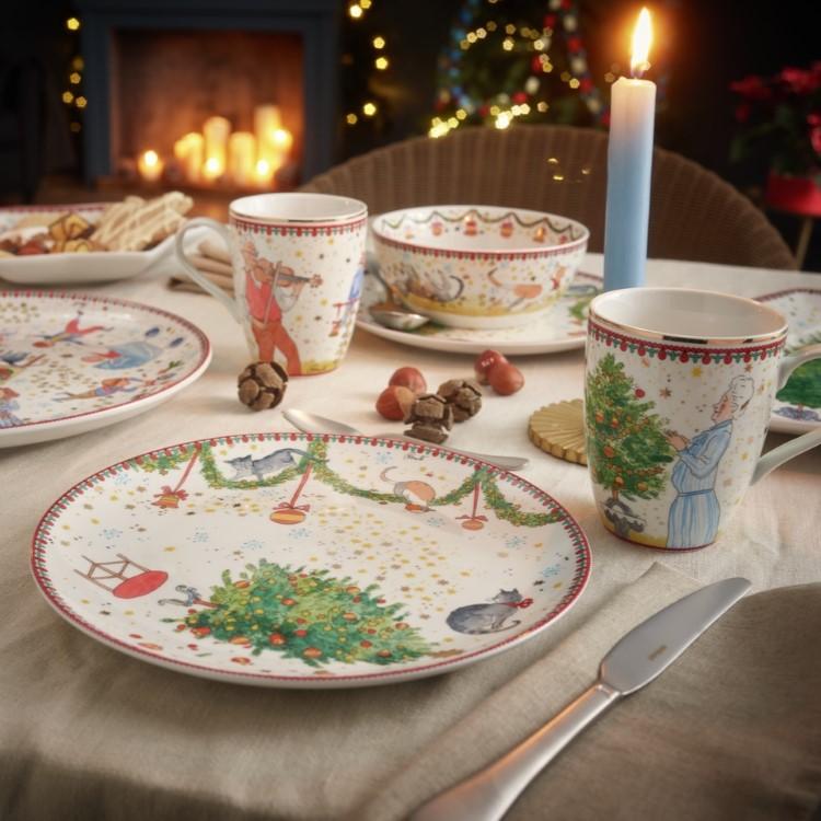 Vianočná espresso šálka a podšálka, Vianočné svetielka, 80 ml/12 cm