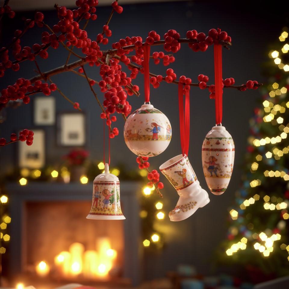 Porcelánová ozdoba na stromček Zvonček, Vianočné svetielka, 7 cm