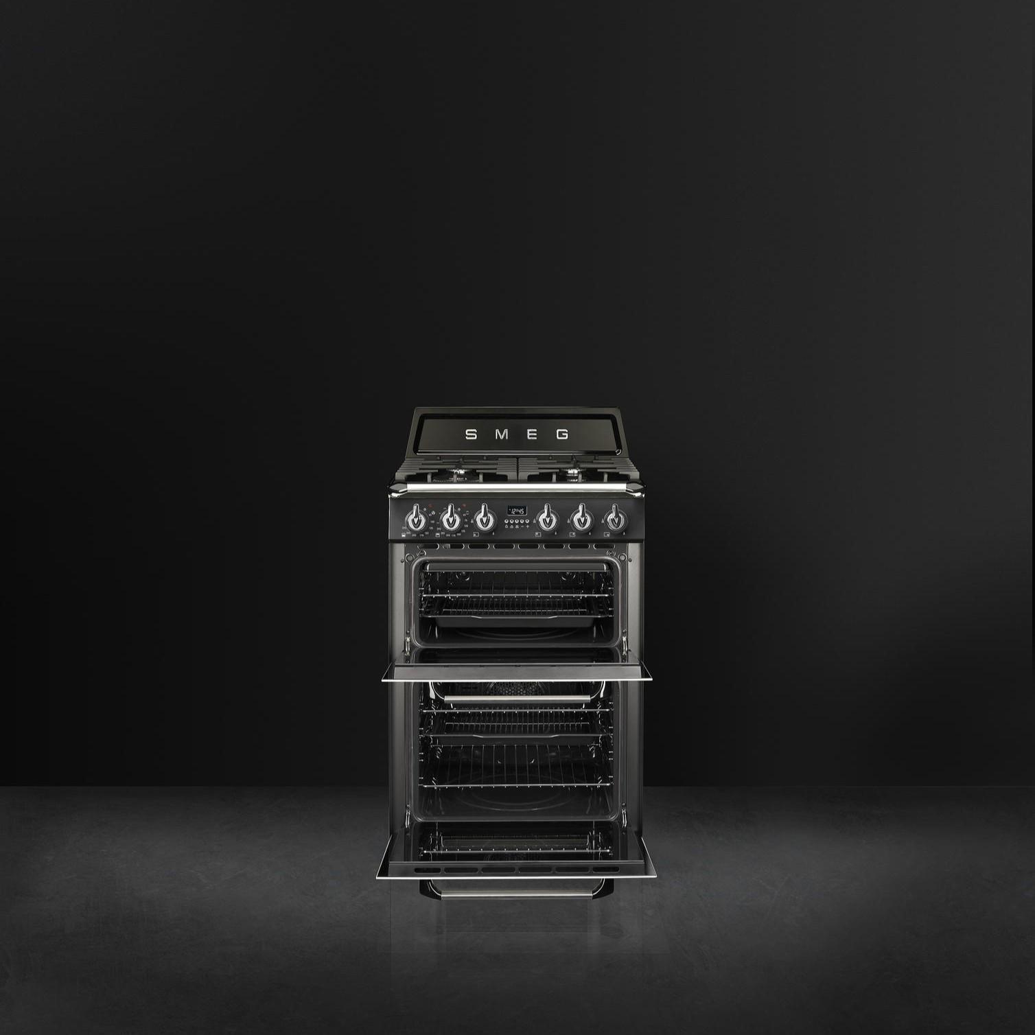 Sporák TR62, Victoria, 60x60 cm, plynová varná doska, 2 rúry, objem 61/35 l, čierna