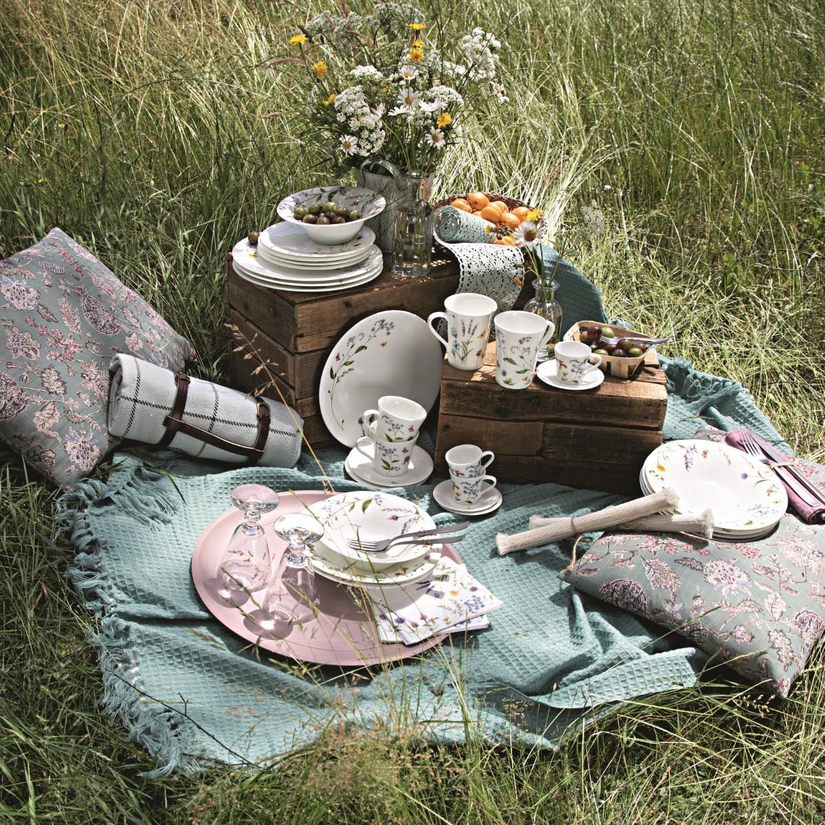 Súprava porcelánu Nora Spring Vibes s kombi šálkou, 12 ks