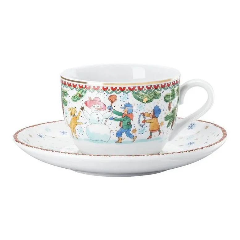 Vianočná cappuccino šálka a podšálka, Vianočné radovánky, 220 ml/16 cm