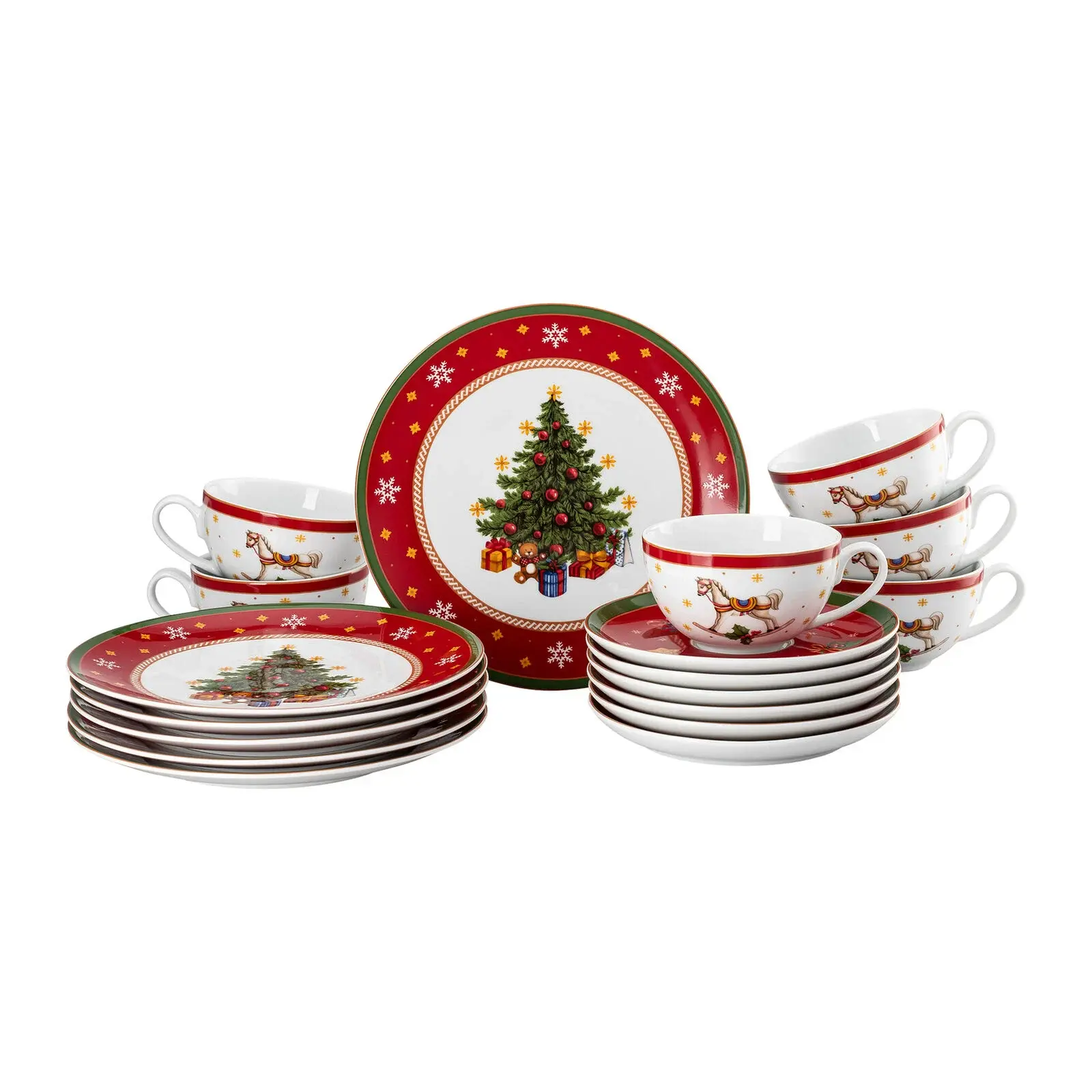 Vianočná kávová súprava porcelánu Happy Wintertime, 18 ks