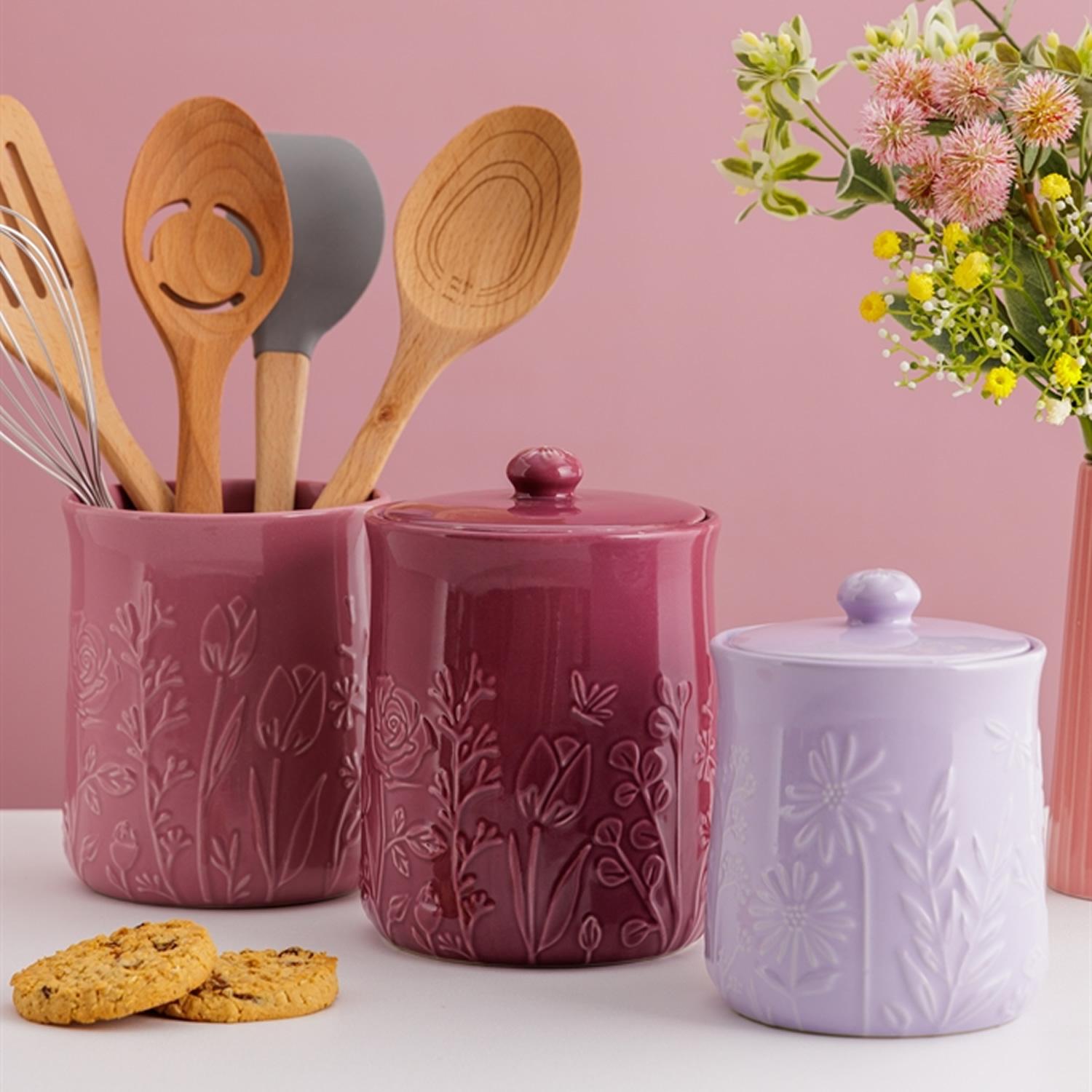 Kameninová dóza s vekom, In the Meadow, 1,85 l, purpurová