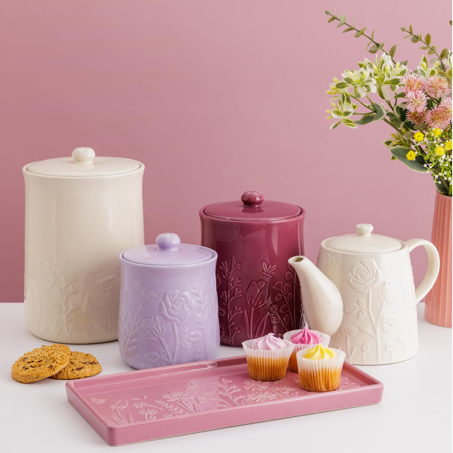 Kameninová dóza s vekom, In the Meadow, 1,85 l, purpurová