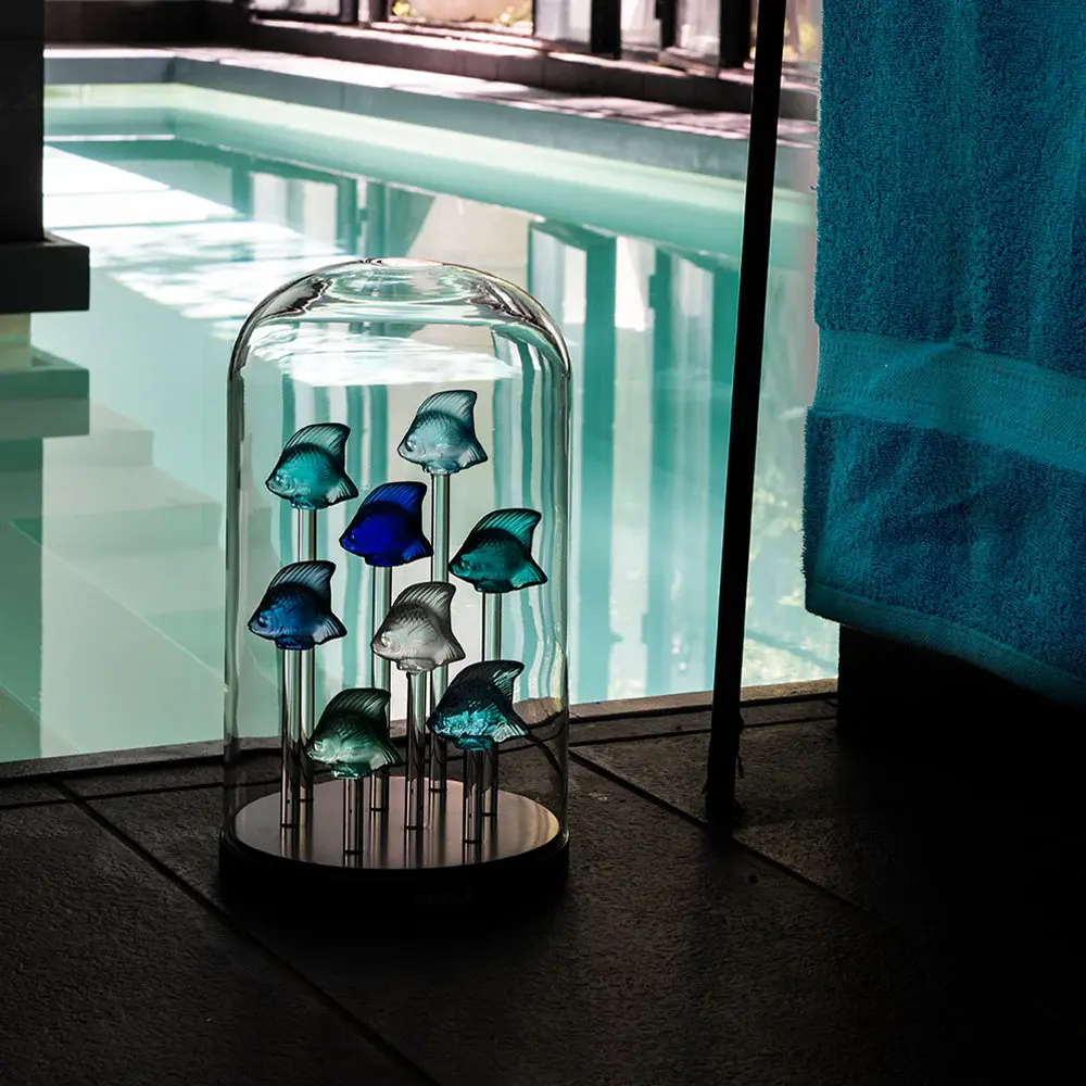 LALIQUE Decorative figurka ryby šedá 