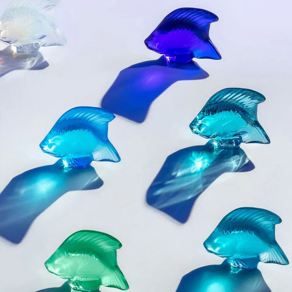 LALIQUE Decorative figurka ryby šedá 