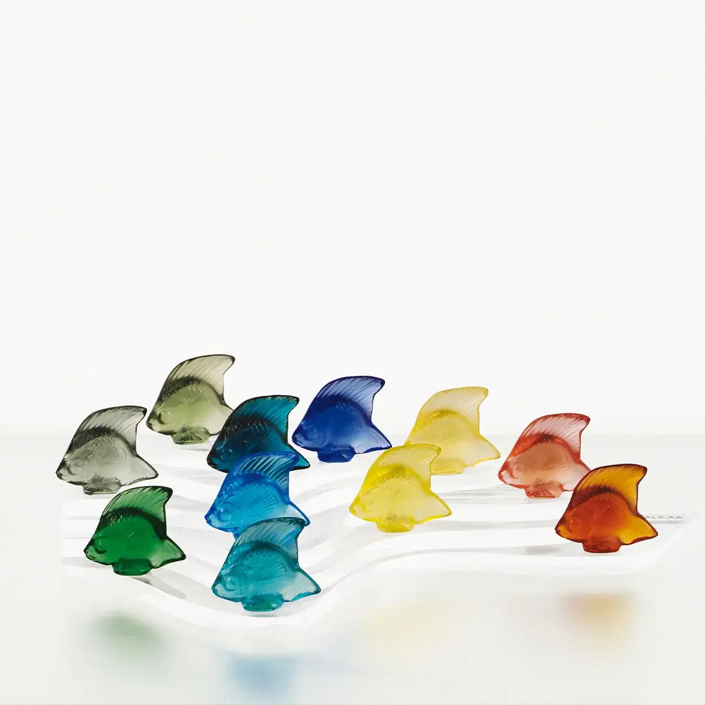 LALIQUE Decorative figurka ryby šedá 