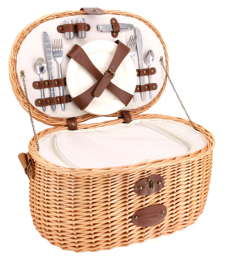 P-2295-Panier pique-nique en osier Vendôme Beige