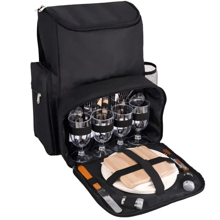 Piknikový batoh pre 4 osoby, Escapade, čierny