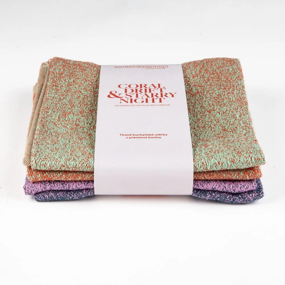 Sada 2 utierok Potten & Pannen - Staněk v dizajne Natálie Nepovímovej, Coral drift & Starry Night