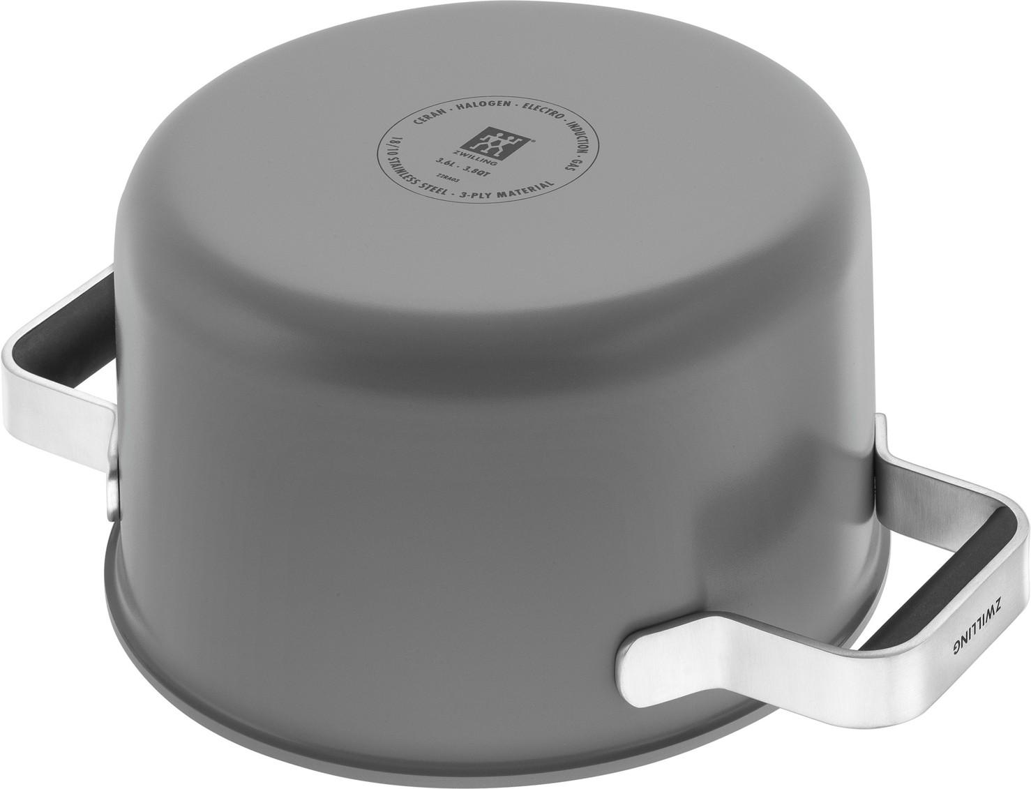 Súprava trojvrstvového nerezového riadu s keramickým povrchom Pure, 5 ks, zelená