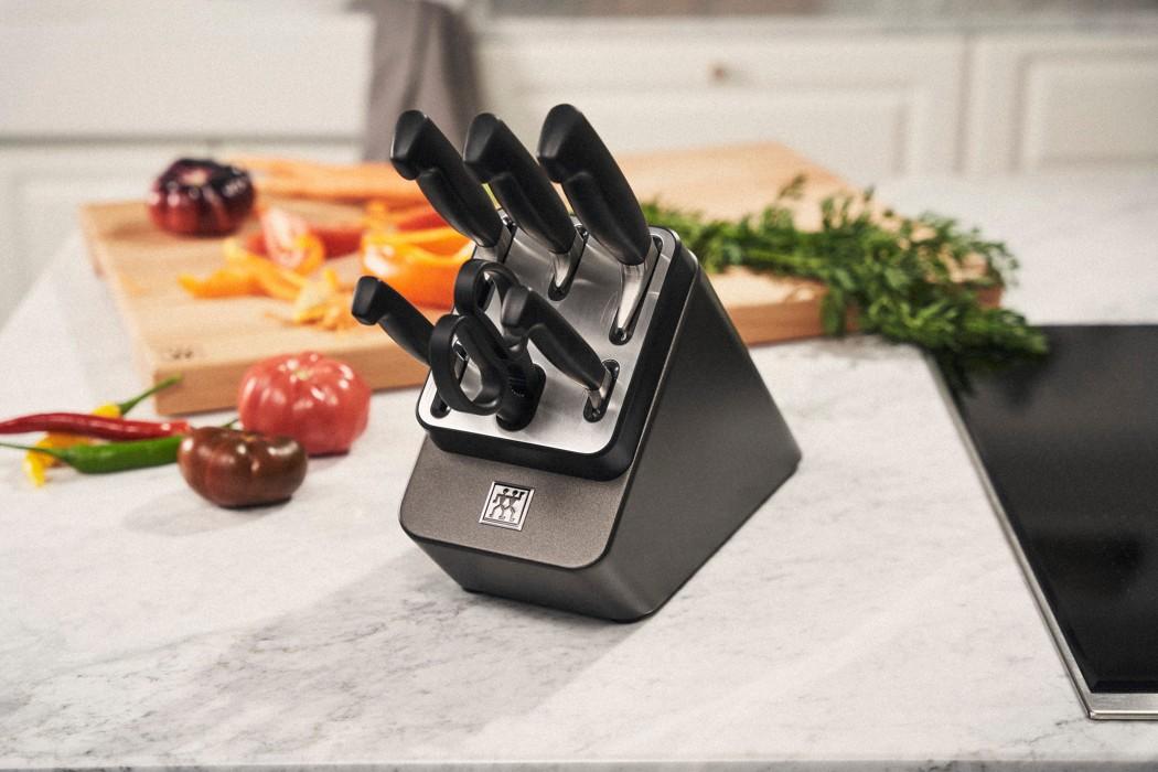 Samoostriaci blok s nožmi a nožnicami Four Star, 7 ks, antracitová