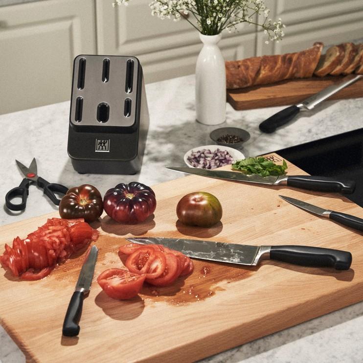 Samoostriaci blok s nožmi a nožnicami Four Star, 7 ks, antracitová