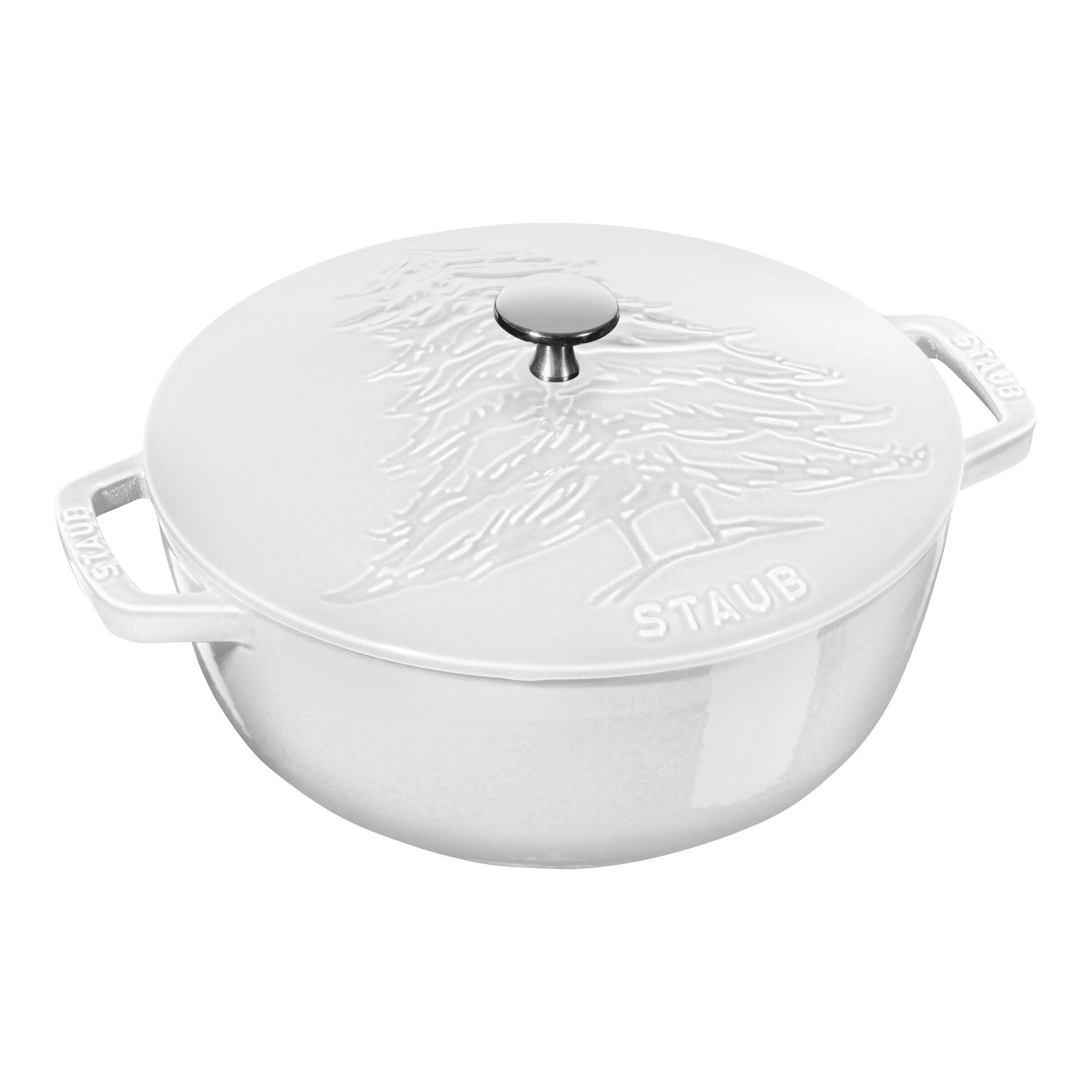Liatinový hrniec s pokrievkou French oven Vianočný stromček, Ø 24 cm / 3,6 l, biela