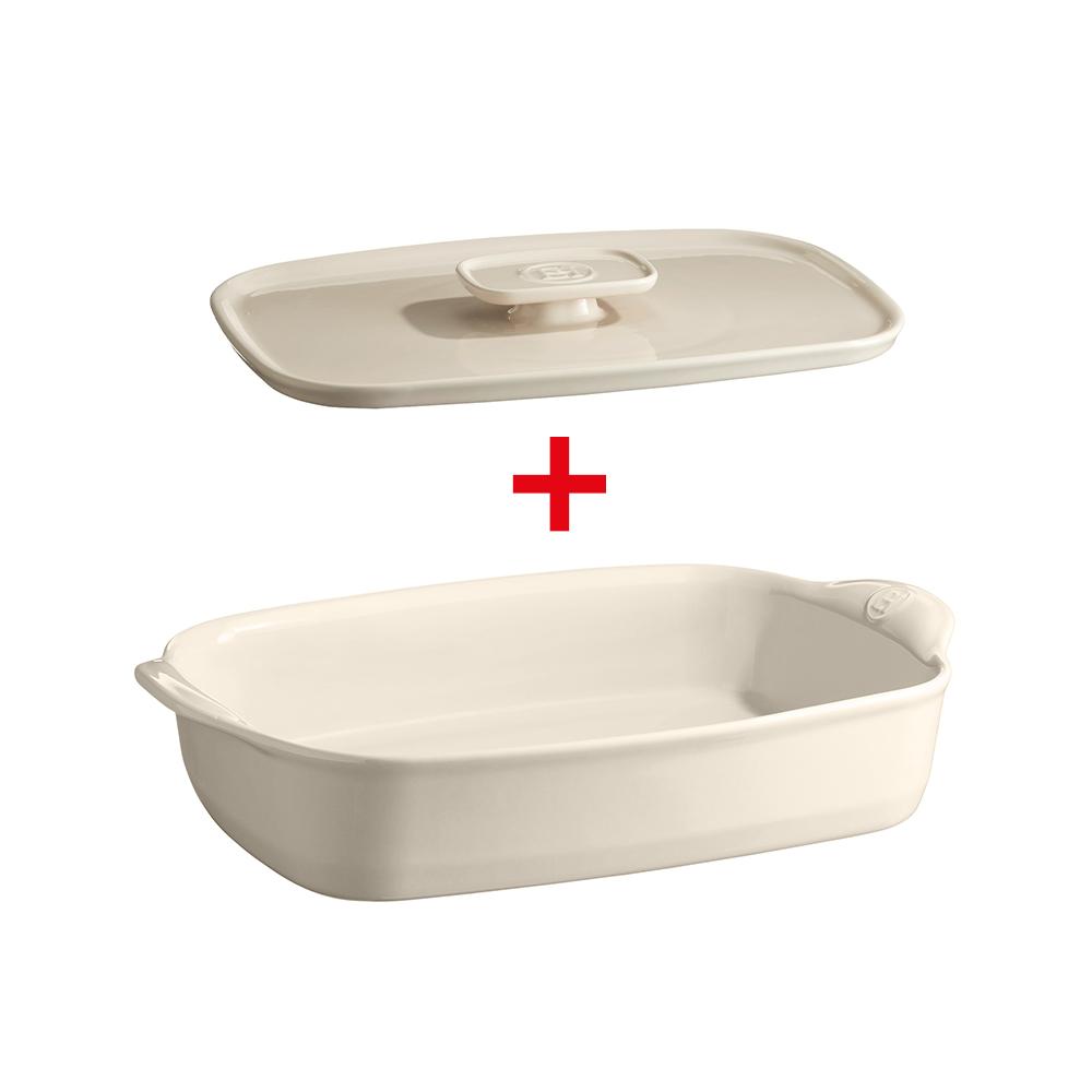 Miska na zapekanie Ultime + veko, 30 x 19 cm, slonovinová kosť