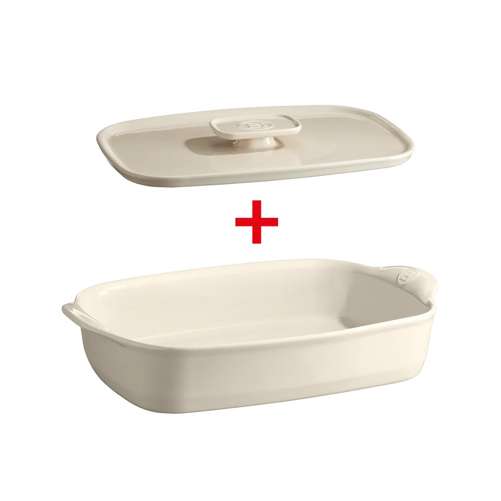 Miska na zapekanie Ultime + veko, 30 x 19 cm, slonovinová kosť