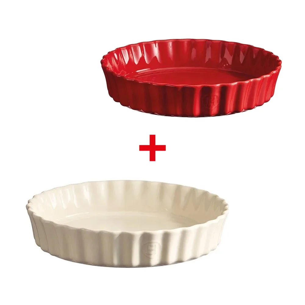 Súprava foriem na koláče, Ø 28 cm slonovinová kosť + Ø 24,5 cm granátová