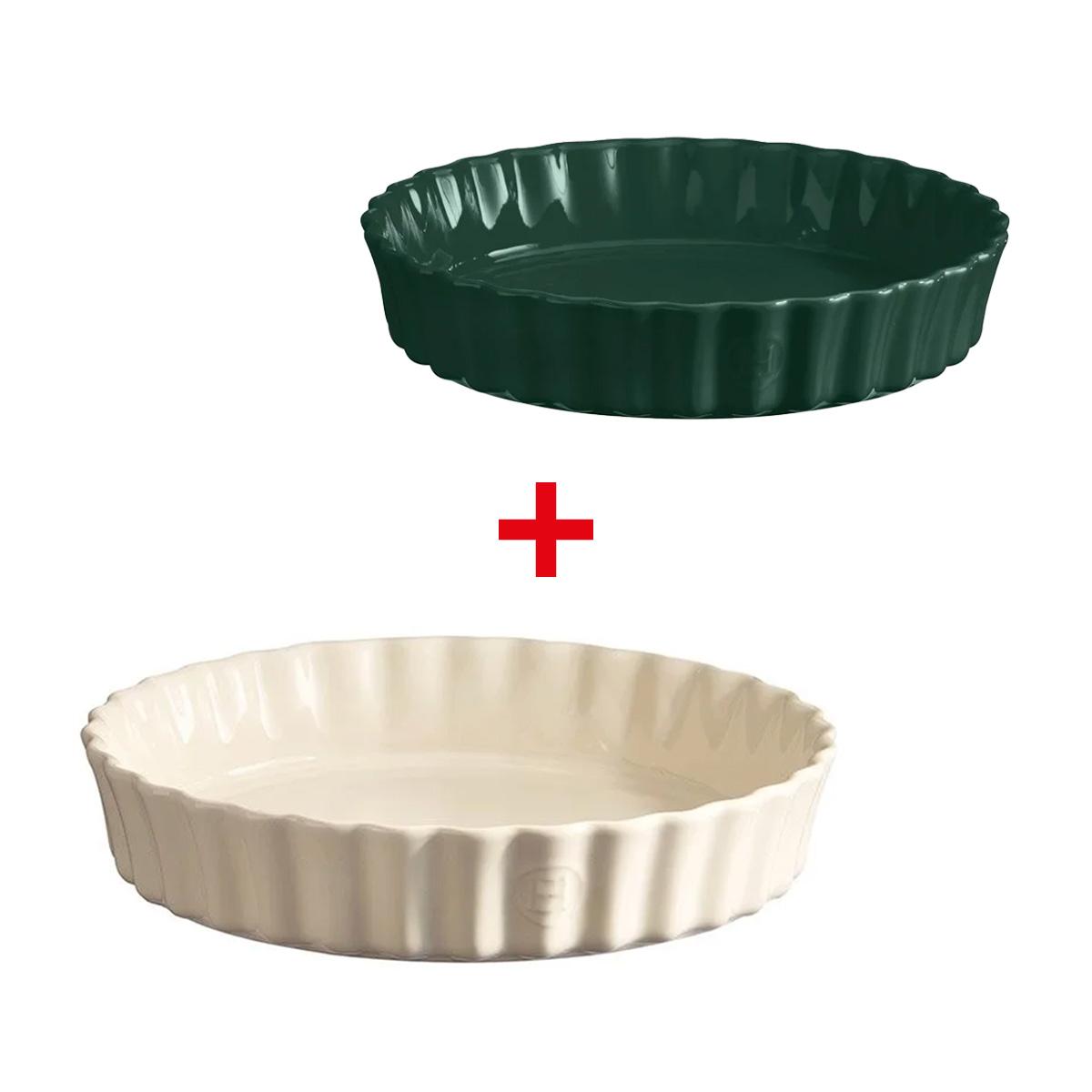 Súprava foriem na koláče, Ø 32 cm slonovinová kosť + Ø 24,5 cm cédrovo zelená