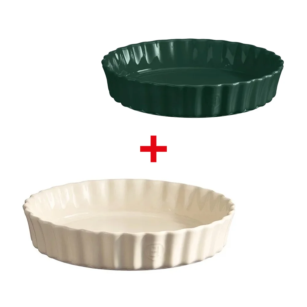 Súprava foriem na koláče, Ø 32 cm slonovinová kosť + Ø 24,5 cm cédrovo zelená