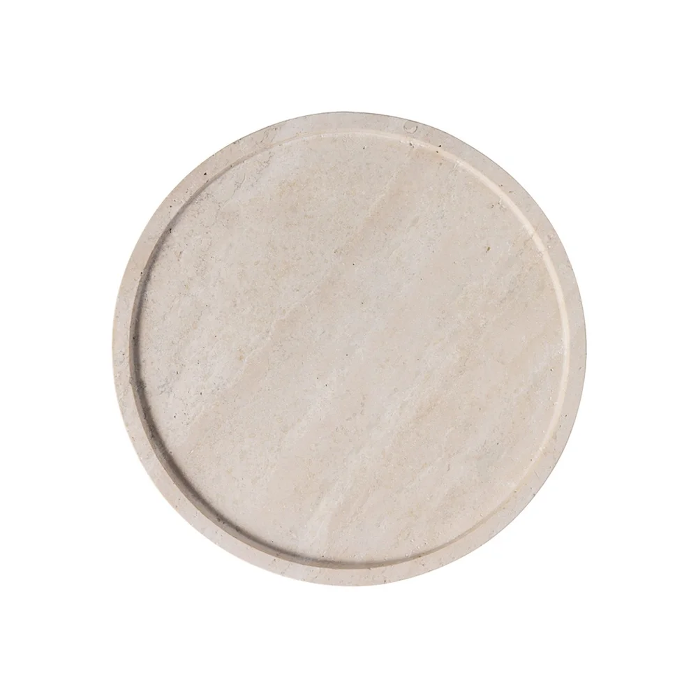 Servírovací podnos z prírodného kameňa Manufacture Travertine, Ø 24,5 cm