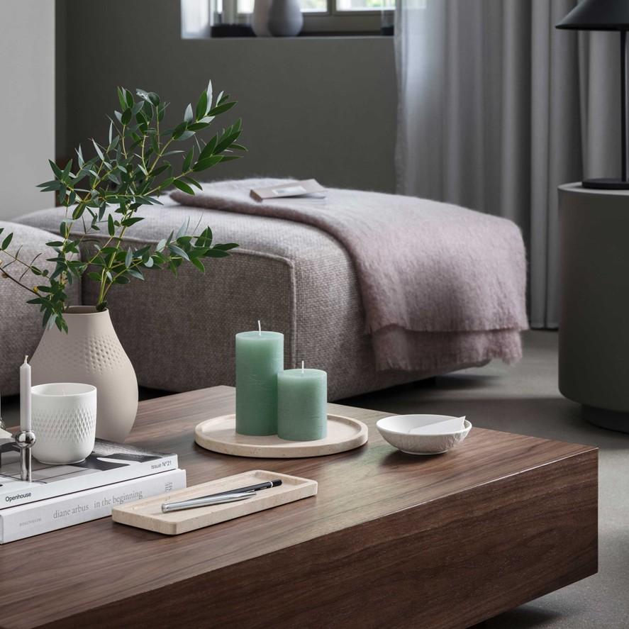 Servírovací podnos z prírodného kameňa Manufacture Travertine, Ø 24,5 cm