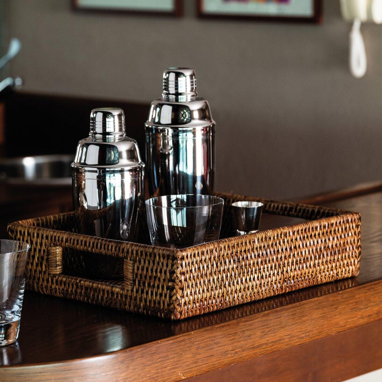 Ratanový servírovací podnos, kolekcia Radici, 32,5 x 26,5 cm, medovo hnedá