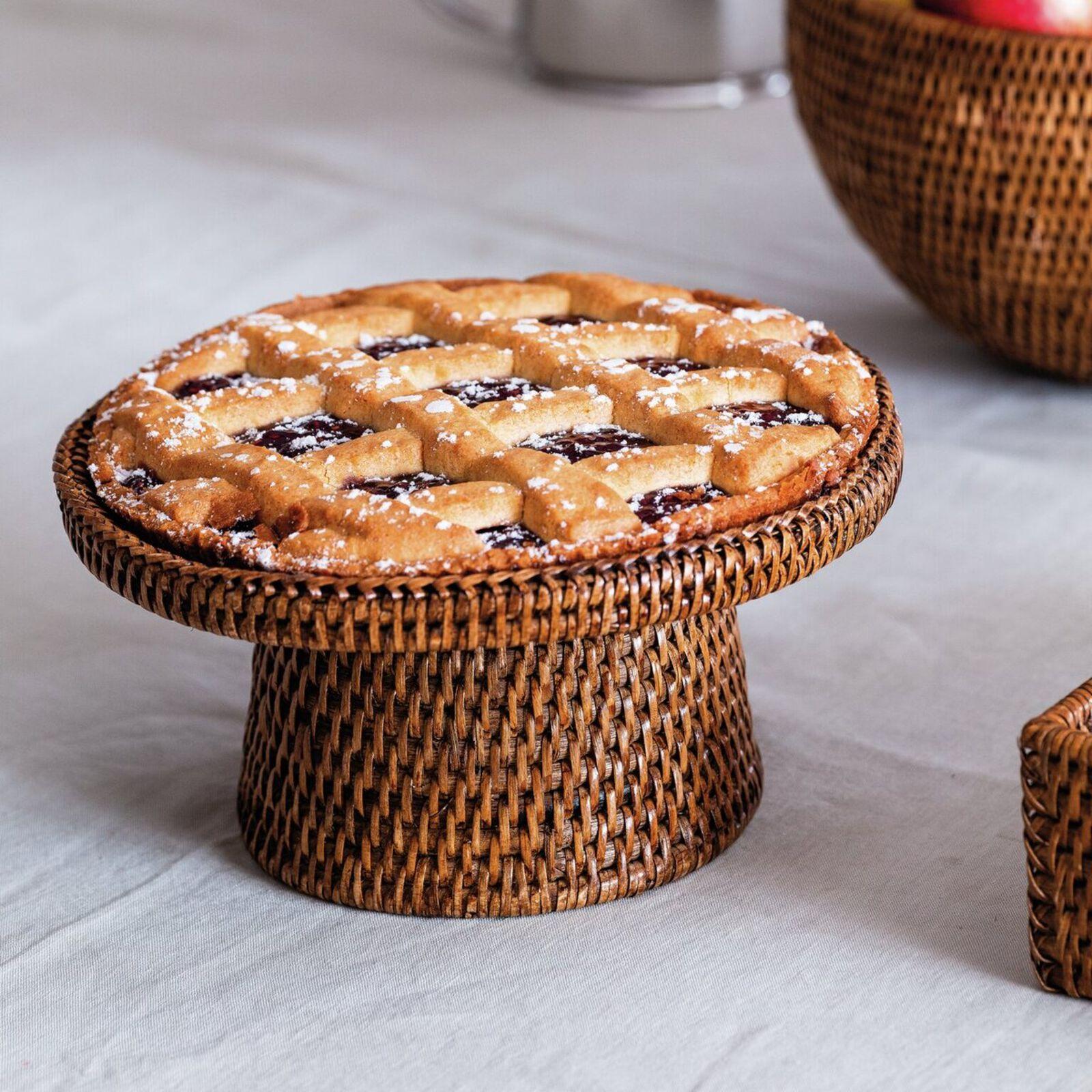 Ratanový podnos na koláč, kolekcia Radici, Ø 30 cm, medovo hnedá