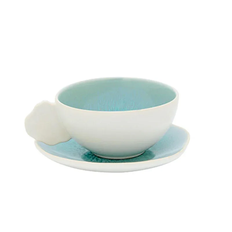 Šálka ​​s podšálkou M Plume, 200 ml / Ø 11 cm, modrozelená Atoll