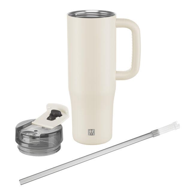 Nerezový termohrnček s uškom Thermo Plus, 0,9 l, krémový