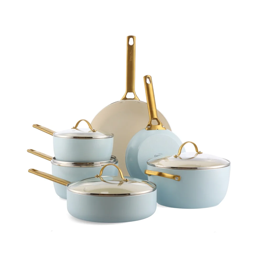 Sada riadu s nepriľnavým keramickým povrchom, Padova Reserve, 10 ks, svetlo modrá