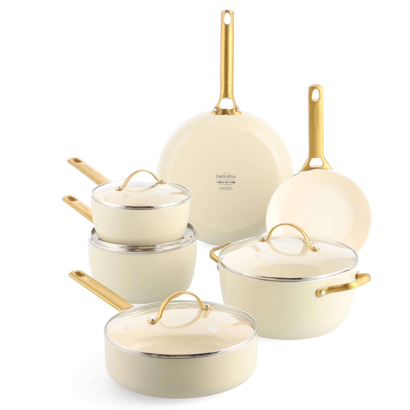 Sada riadu s nepriľnavým keramickým povrchom, Padova Reserve, 10 ks, svetlo krémová