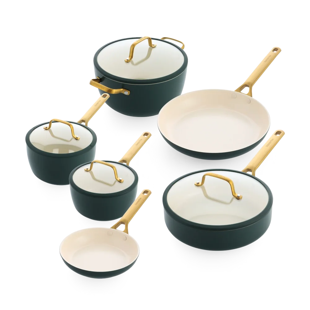 Sada riadu s nepriľnavým keramickým povrchom, Padova Reserve, 10 ks, tmavo zelená