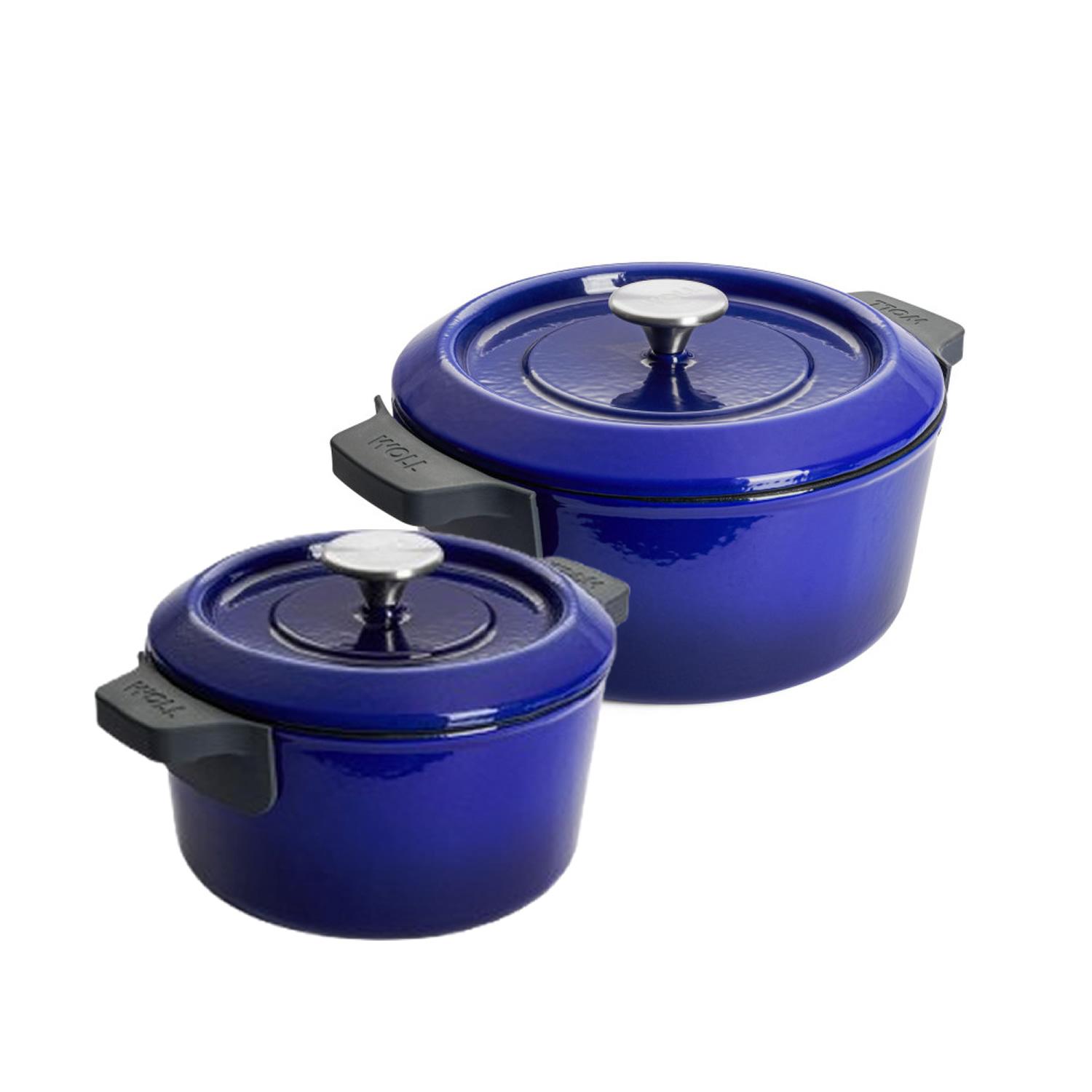 Súprava 2 liatinových hrncov Ø 20 cm a Ø 24 cm, Iron, modrá