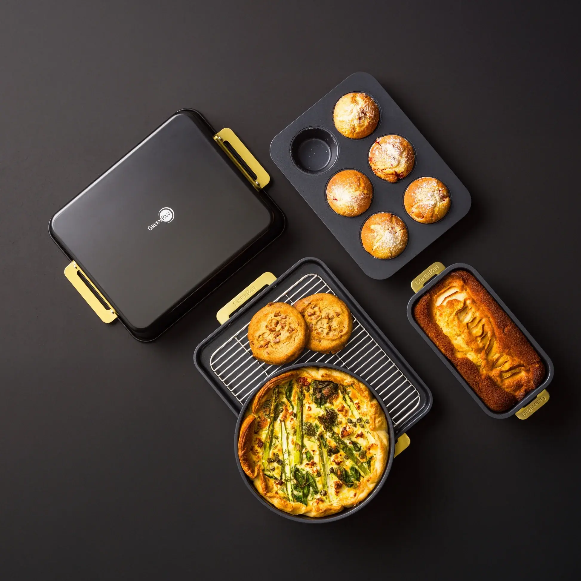 Sada nepriľnavých foriem na pečenie Padova, 6 ks, tmavo zelená