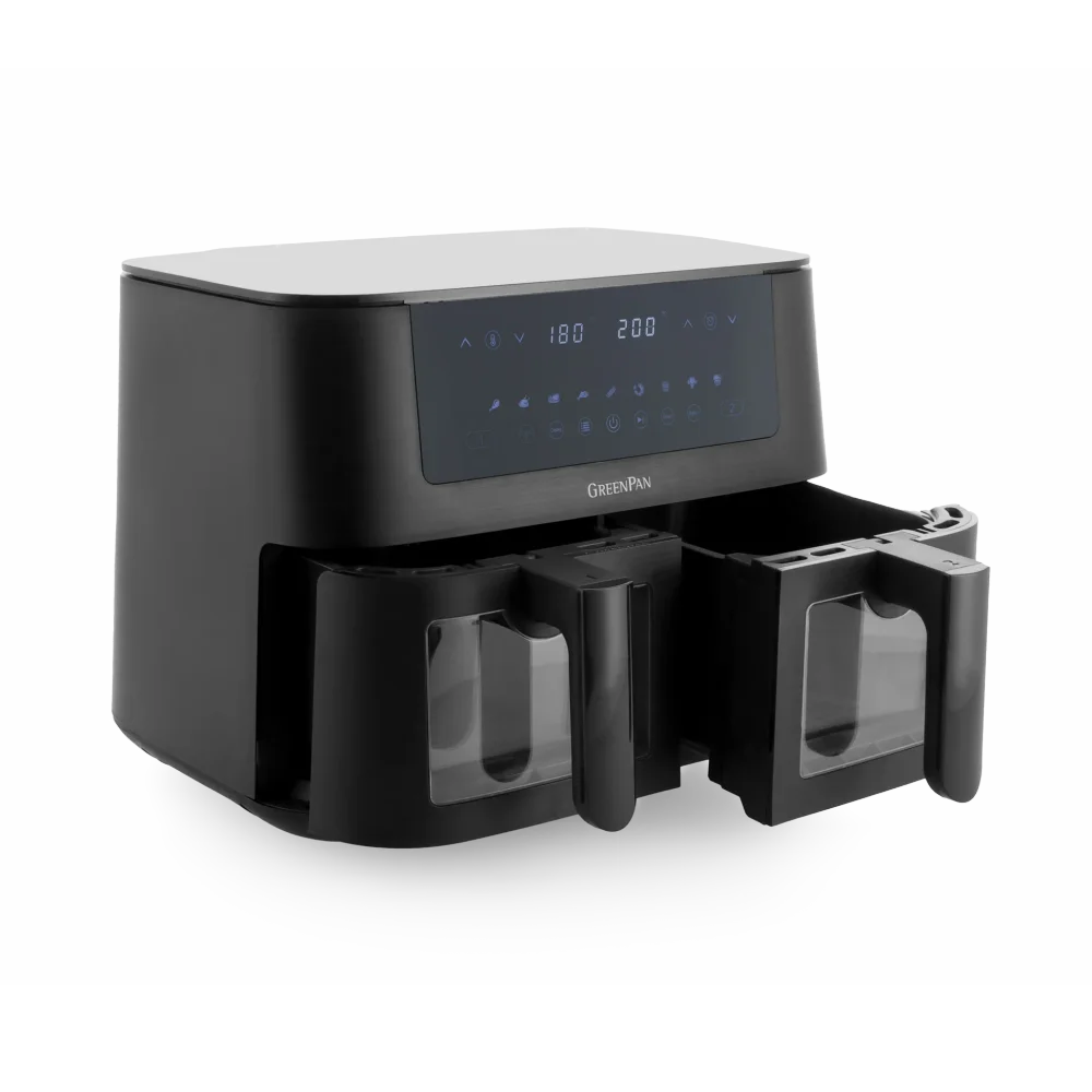 GreenPan horkovzdušná fritéza Bistro, 2 zásuvky, objem 4+4l, černá