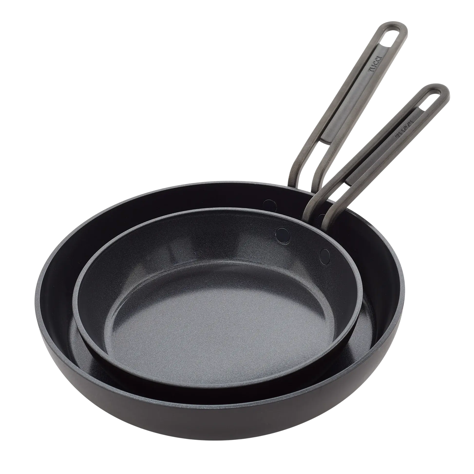 Sada 2 nepriľnavých keramických panvíc Stanley Tucci 20 + 26 cm, čierna