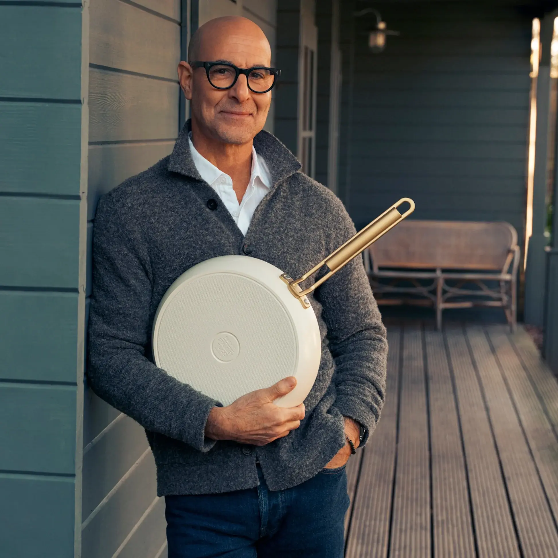 Nepriľnavá keramická panvica, Stanley Tucci, Ø 20 cm, krémová