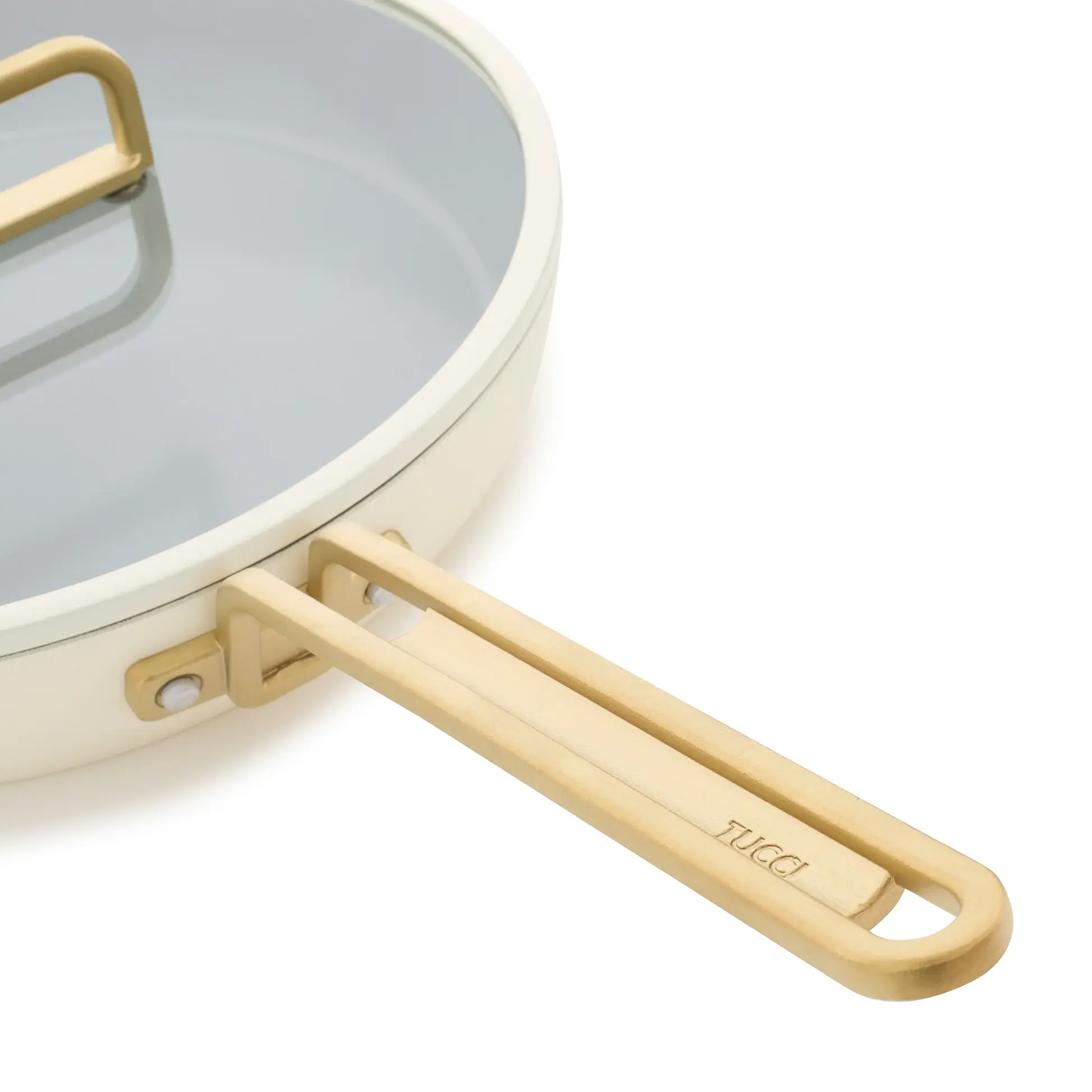 Nepriľnavá keramická panvica s pokrievkou, Stanley Tucci, Ø 30 cm, krémová