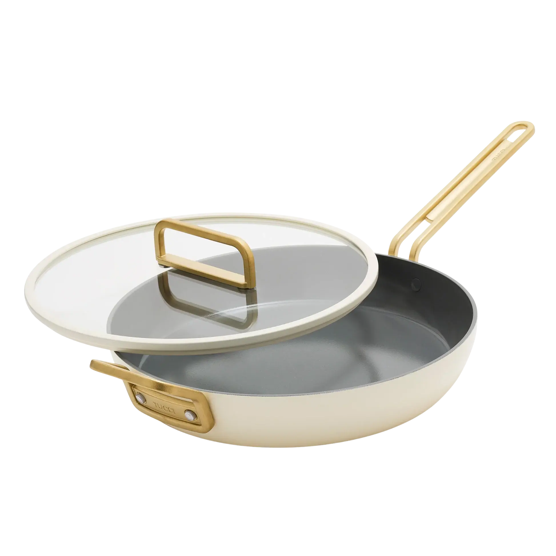 Nepriľnavá keramická panvica s pokrievkou, Stanley Tucci, Ø 30 cm, krémová