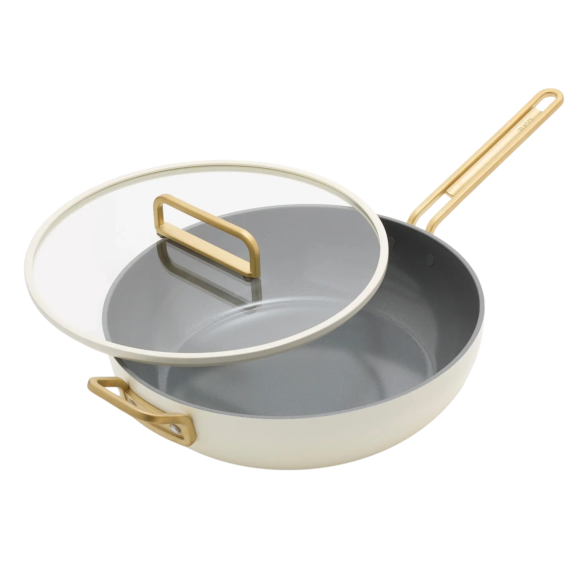 Nepriľnavá keramická soté panvica s pokrievkou, Stanley Tucci, Ø 30 cm, krémová