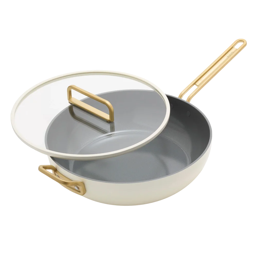 Nepriľnavá keramická soté panvica s pokrievkou, Stanley Tucci, Ø 30 cm, krémová