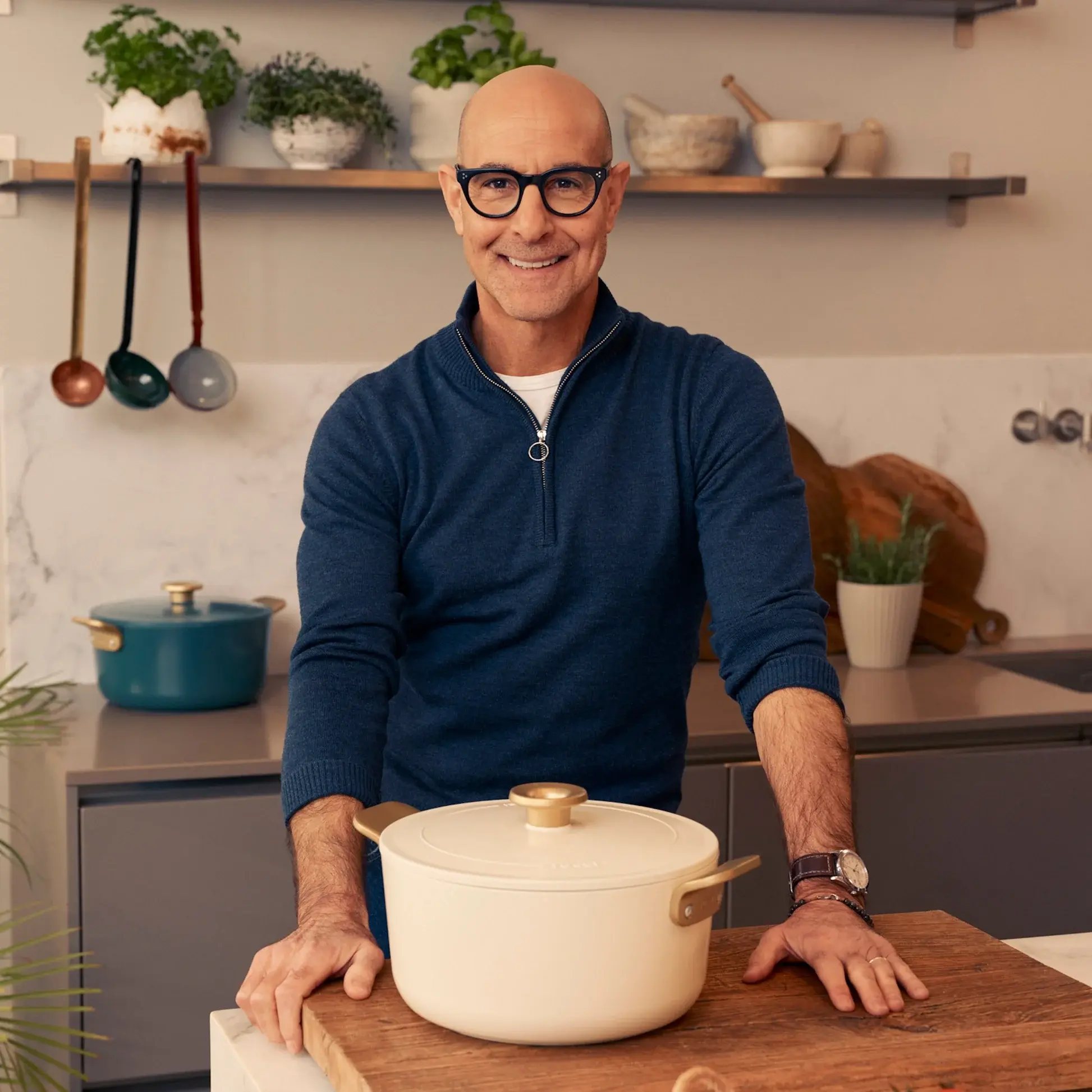 Hrniec s nepriľnavým keramickým povrchom na pomalé varenie, Stanley Tucci, Ø 26 cm / 6,5 l, krémová