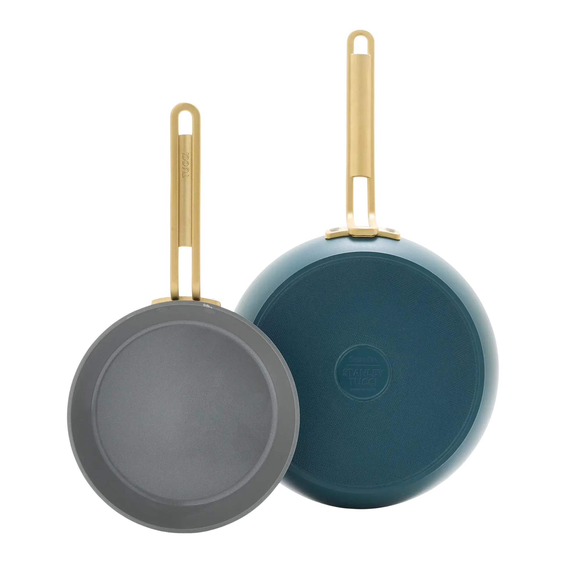 Sada 2 nepriľnavých keramických panvíc Stanley Tucci 20 + 26 cm, tmavo zelená