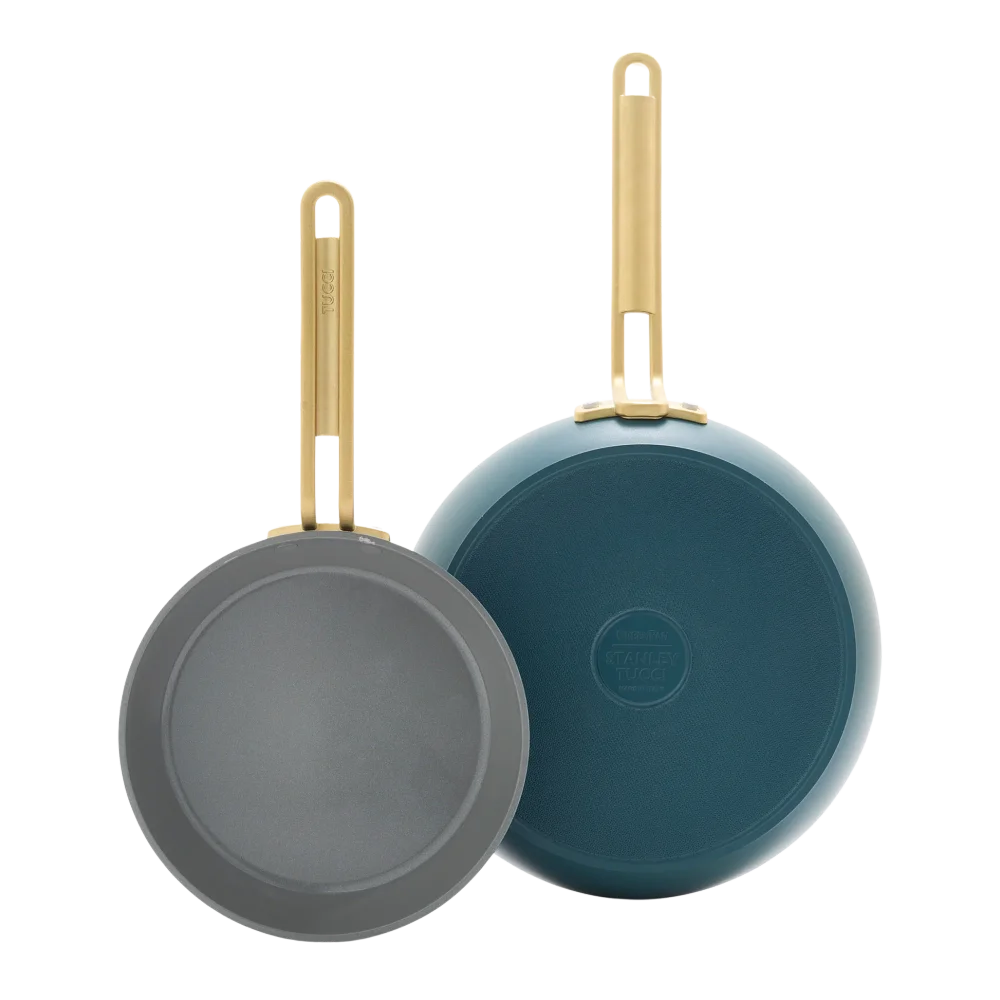 Sada 2 nepriľnavých keramických panvíc Stanley Tucci 20 + 26 cm, tmavo zelená