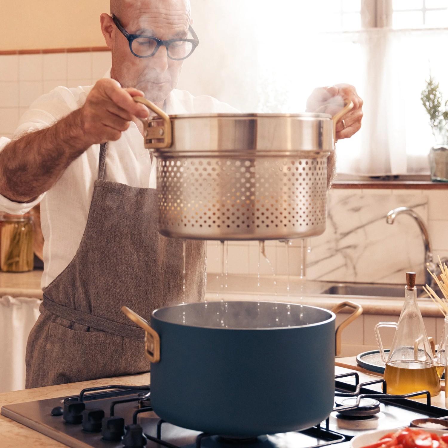 Súprava riadu s nepriľnavým keramickým povrchom, Stanley Tucci, 11 ks, tmavo zelená