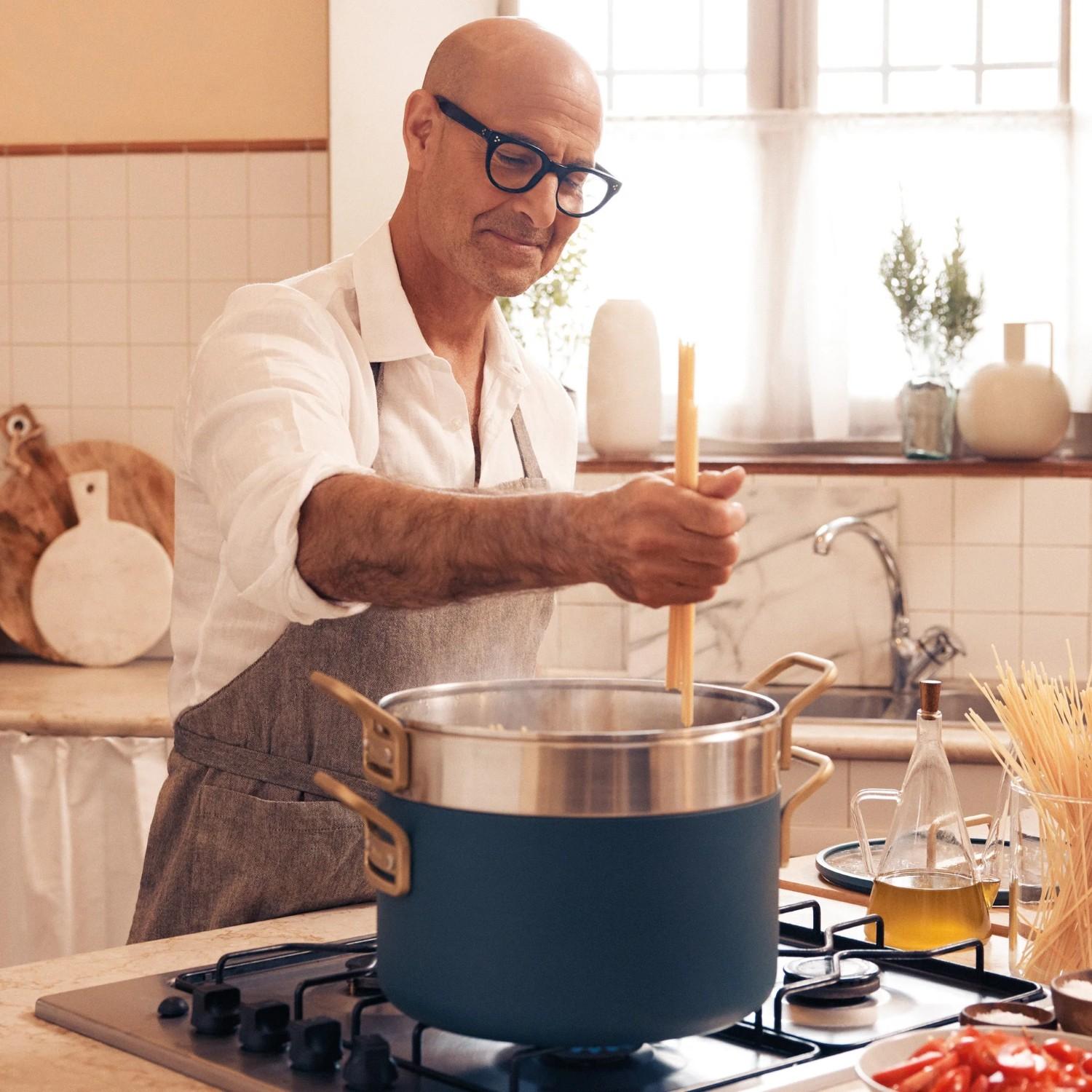 Súprava riadu s nepriľnavým keramickým povrchom, Stanley Tucci, 11 ks, tmavo zelená