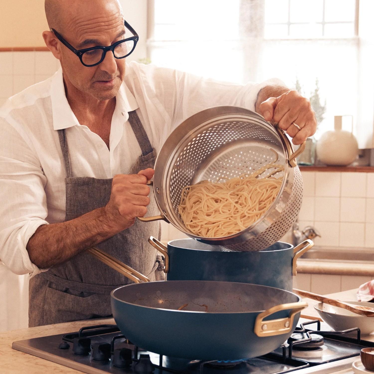 Súprava riadu s nepriľnavým keramickým povrchom, Stanley Tucci, 11 ks, tmavo zelená