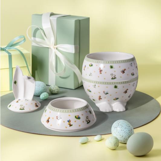 Trojposchodová porcelánová dóza v tvare vajca Easter Delight, 30 cm